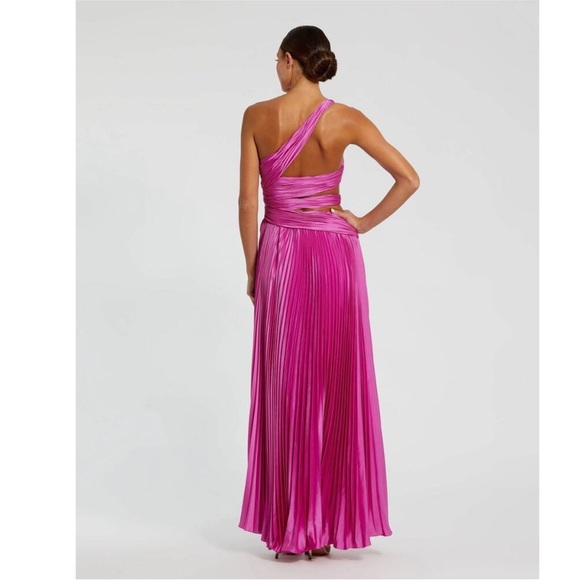 Mac Duggal 49837 Fuchsia One Shoulder Pleated Charmeuse Gown with Slit Sz 6 NEW - Picture 4 of 4